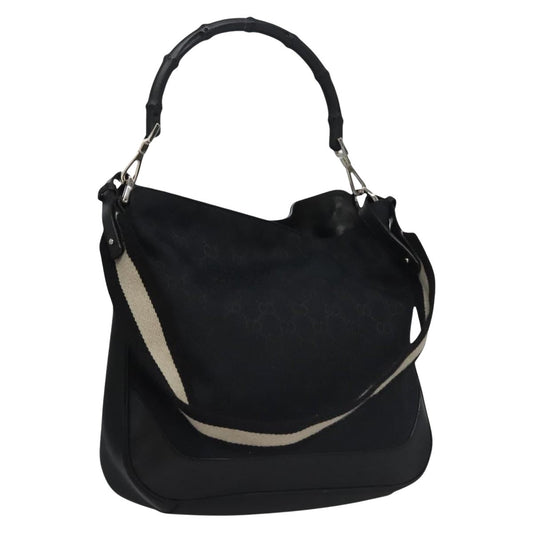 Gucci Bamboo Black Canvas Tote Bag