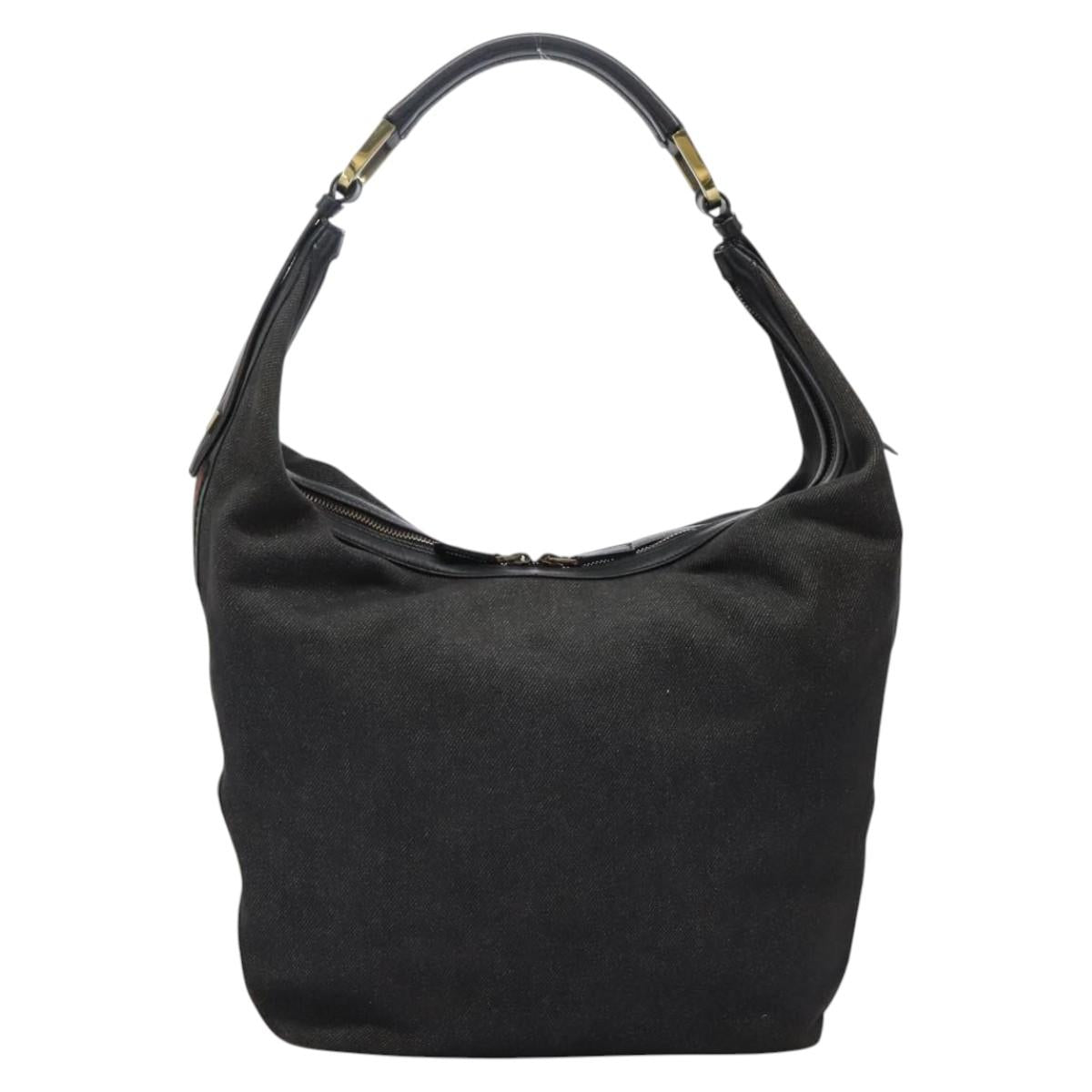 Gucci Sherry Black Canvas Shoulder Bag