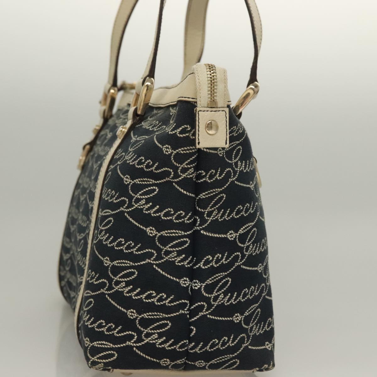 Gucci Abbey Navy Canvas, Leather Tote Bag