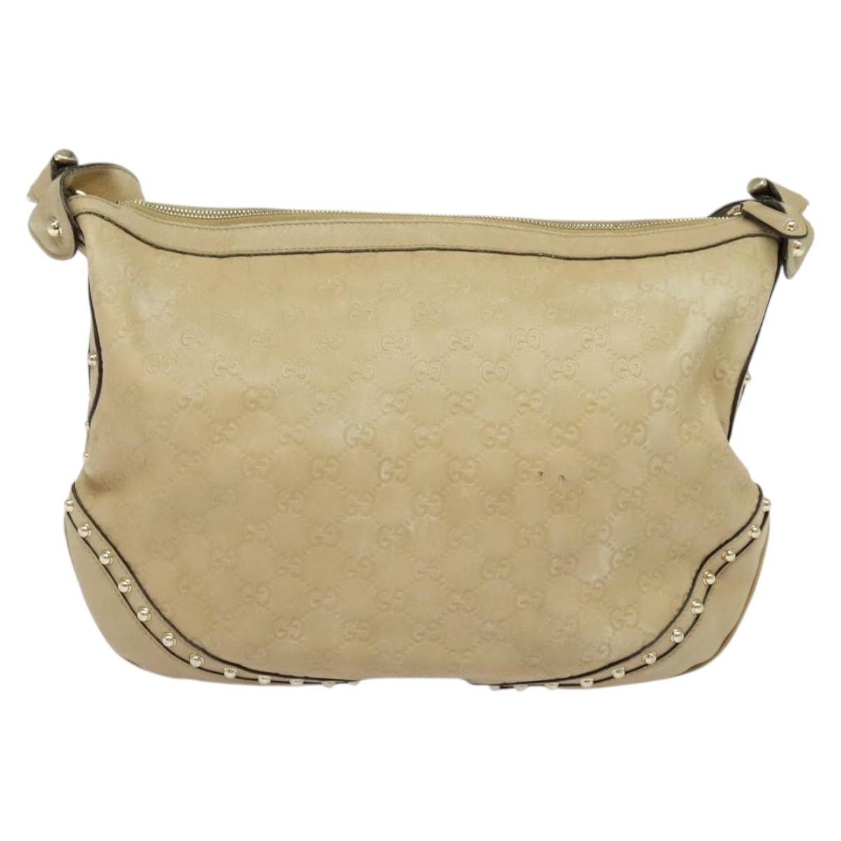 Gucci Guccissima Beige Canvas, Leather Shoulder Bag