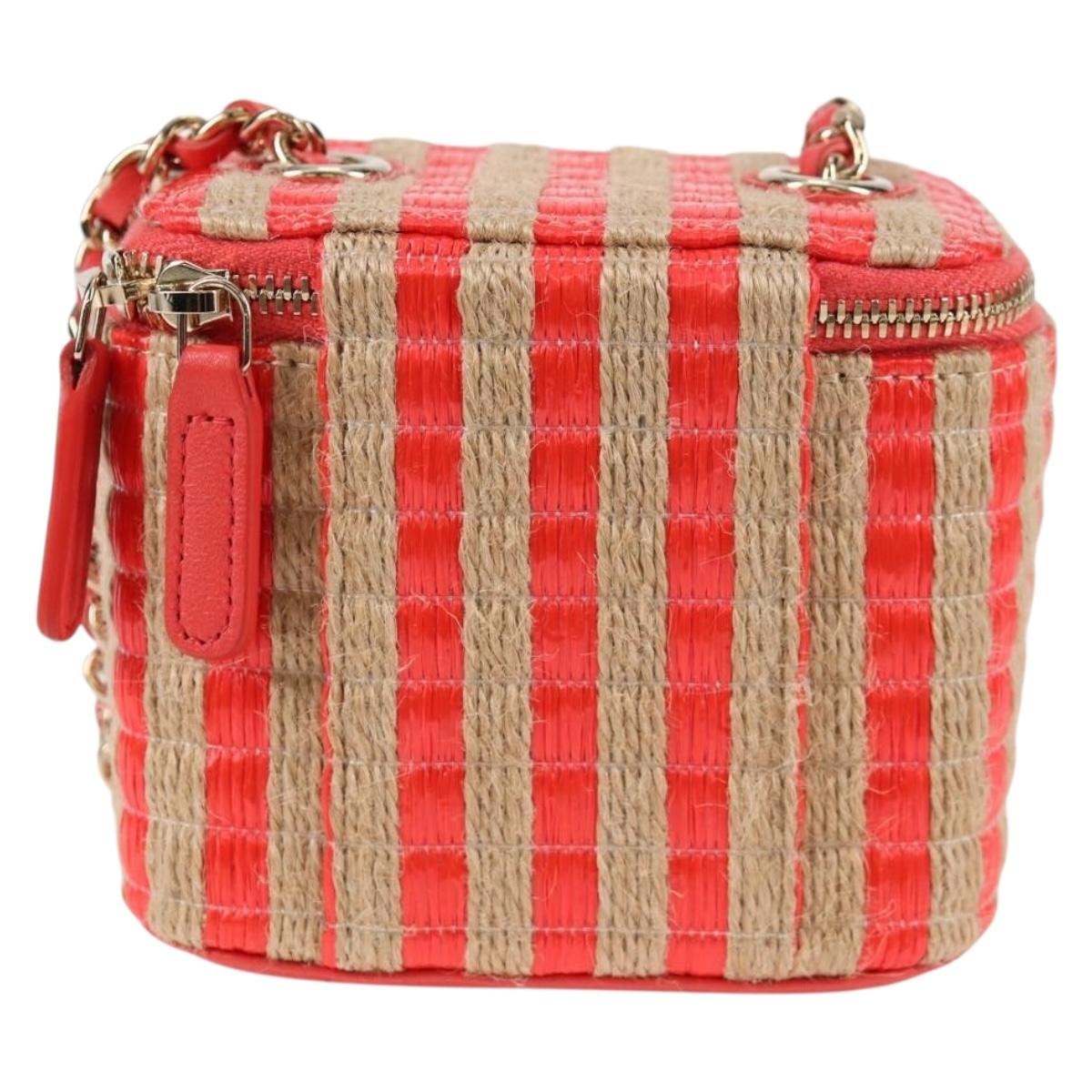 Chanel Vanity Red Canvas Clutch Bag