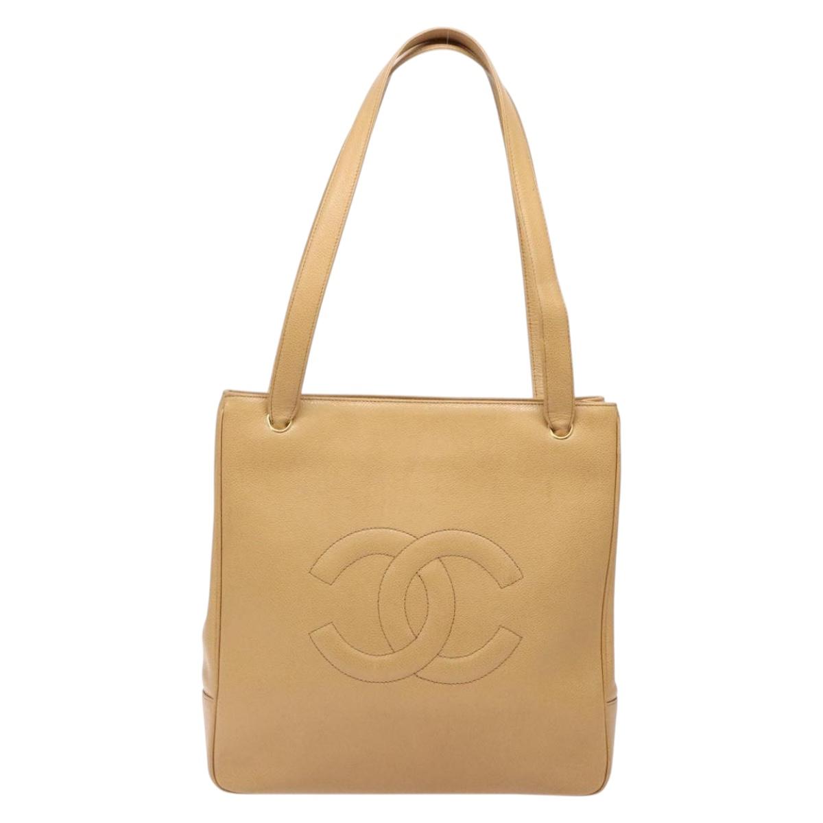 Chanel Coco Mark Beige Leather Tote Bag