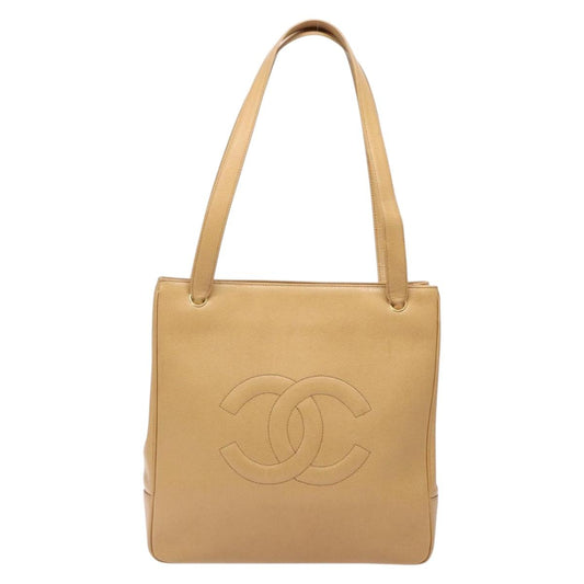 Chanel Coco Mark Beige Leather Tote Bag