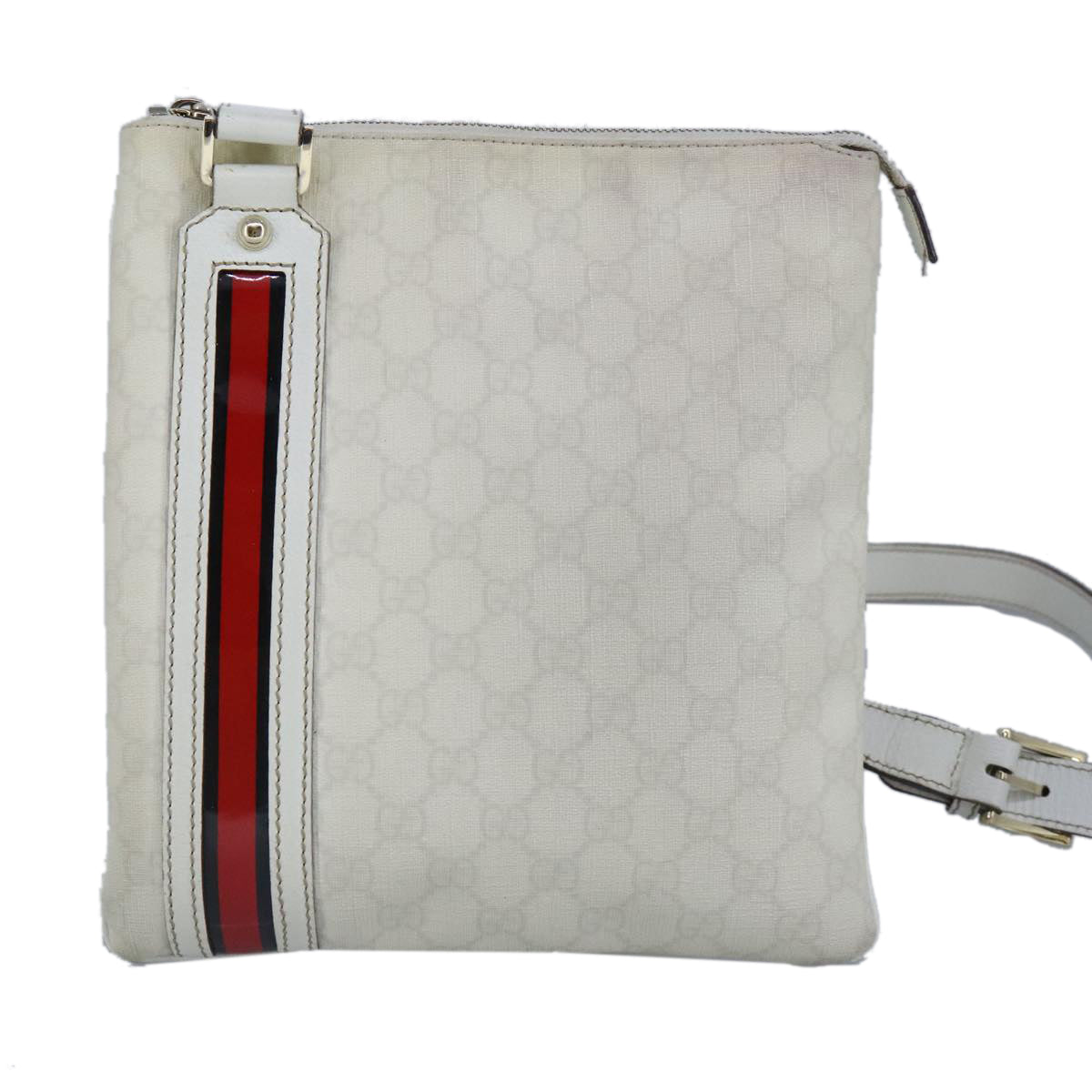 Gucci Ophidia White Canvas Shoulder Bag