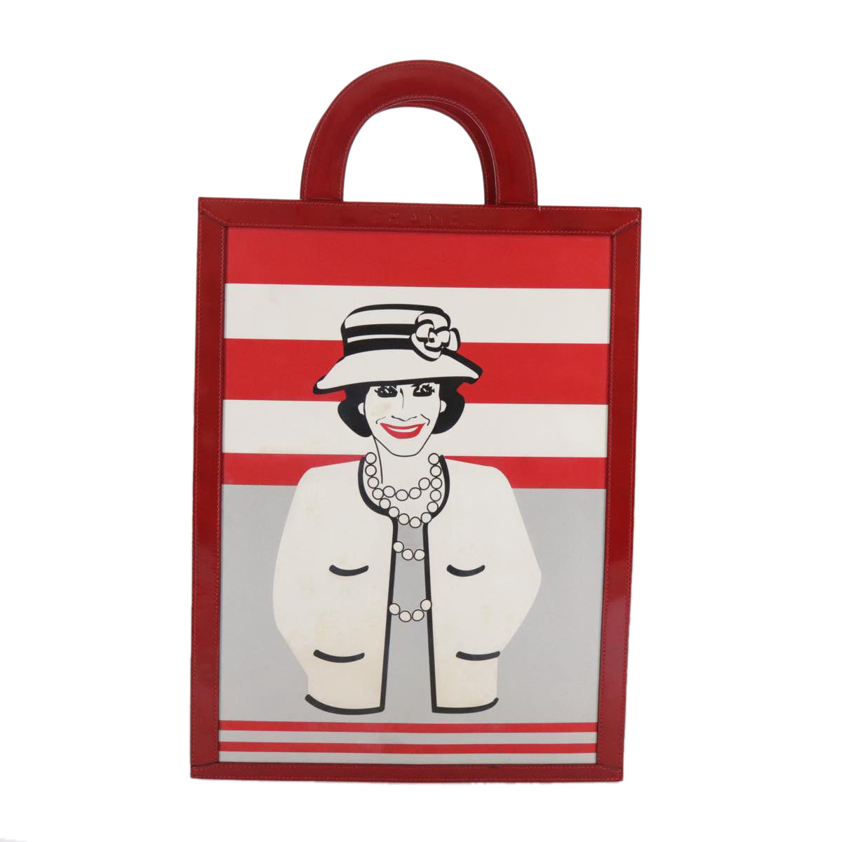 Chanel Coco Mark Red Leather Tote Bag