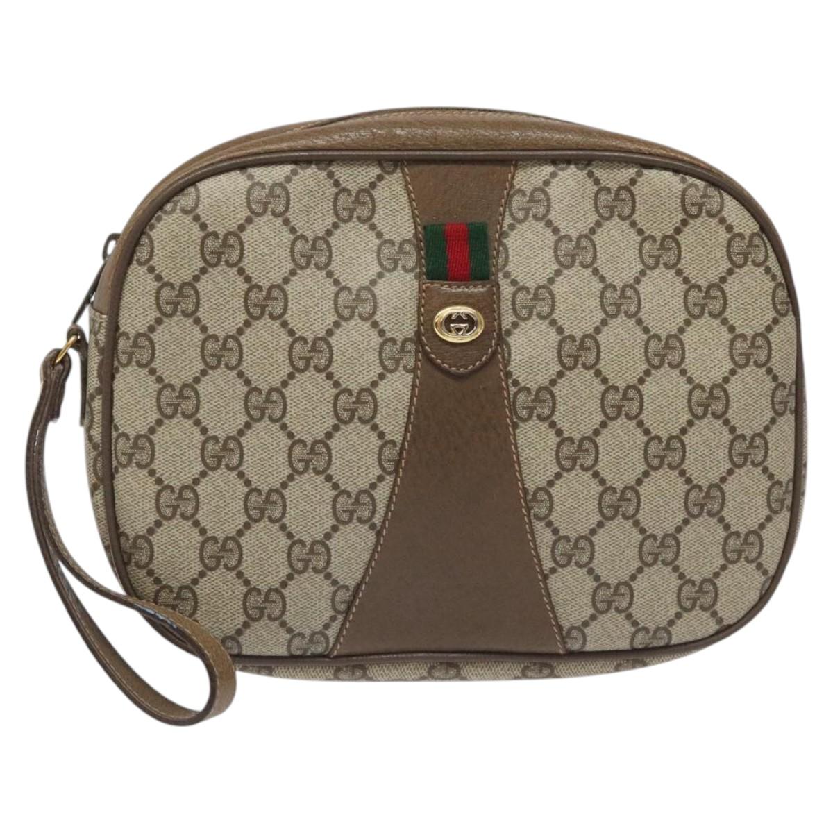 Gucci Ophidia Beige Canvas Clutch Bag