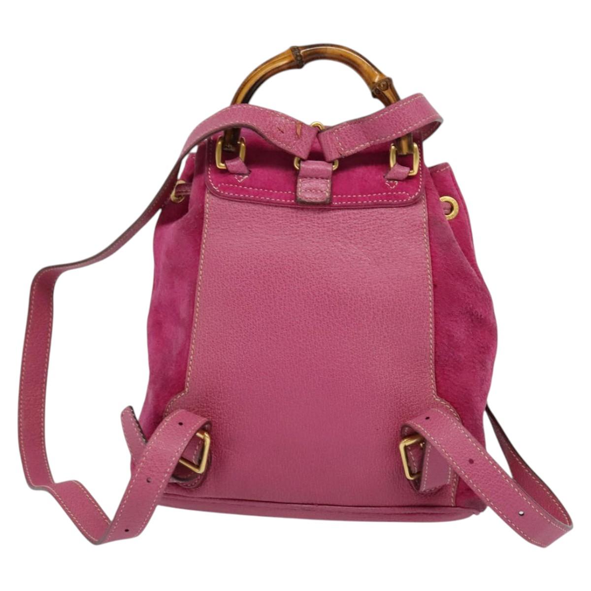 Gucci Bamboo Pink Suede Backpack Bag