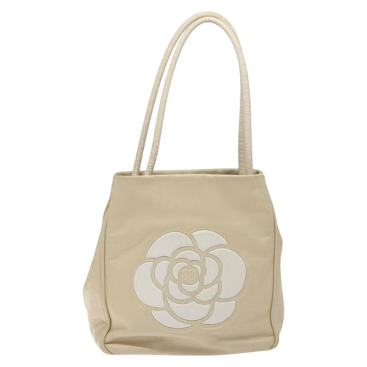 Chanel Camellia Beige Leather Tote Bag