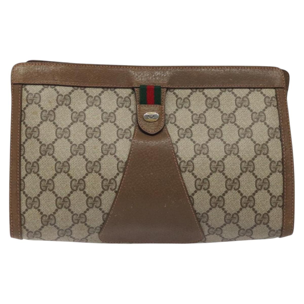 Gucci Ophidia Beige Canvas Clutch Bag