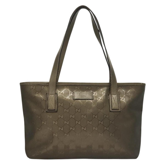 Gucci Gg Imprimé Khaki Leather Tote Bag