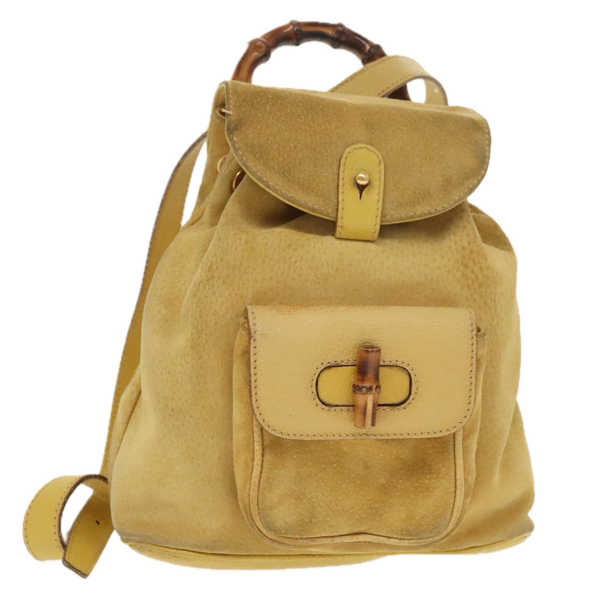 Gucci Bamboo Yellow Leather Backpack Bag