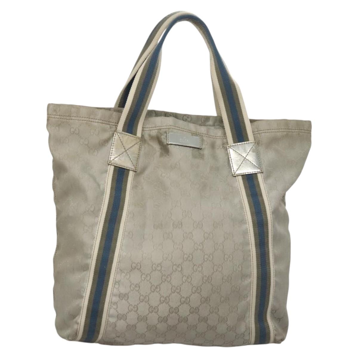 Gucci Sherry Silver Canvas Tote Bag