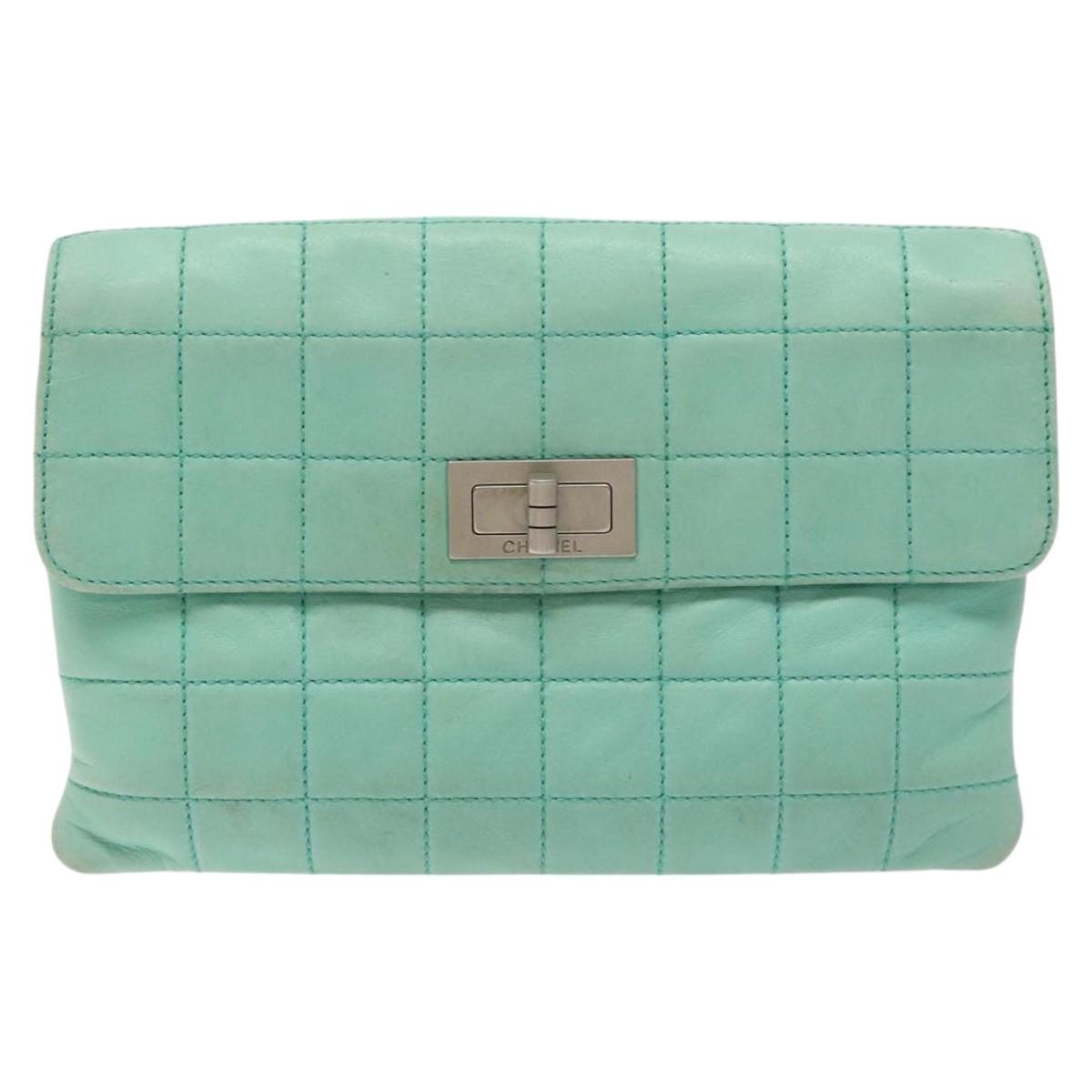 Chanel Green Leather Clutch Bag