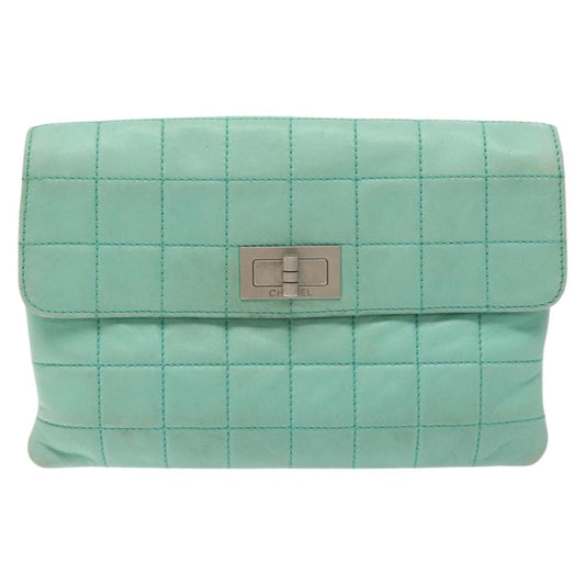 Chanel Green Leather Clutch Bag