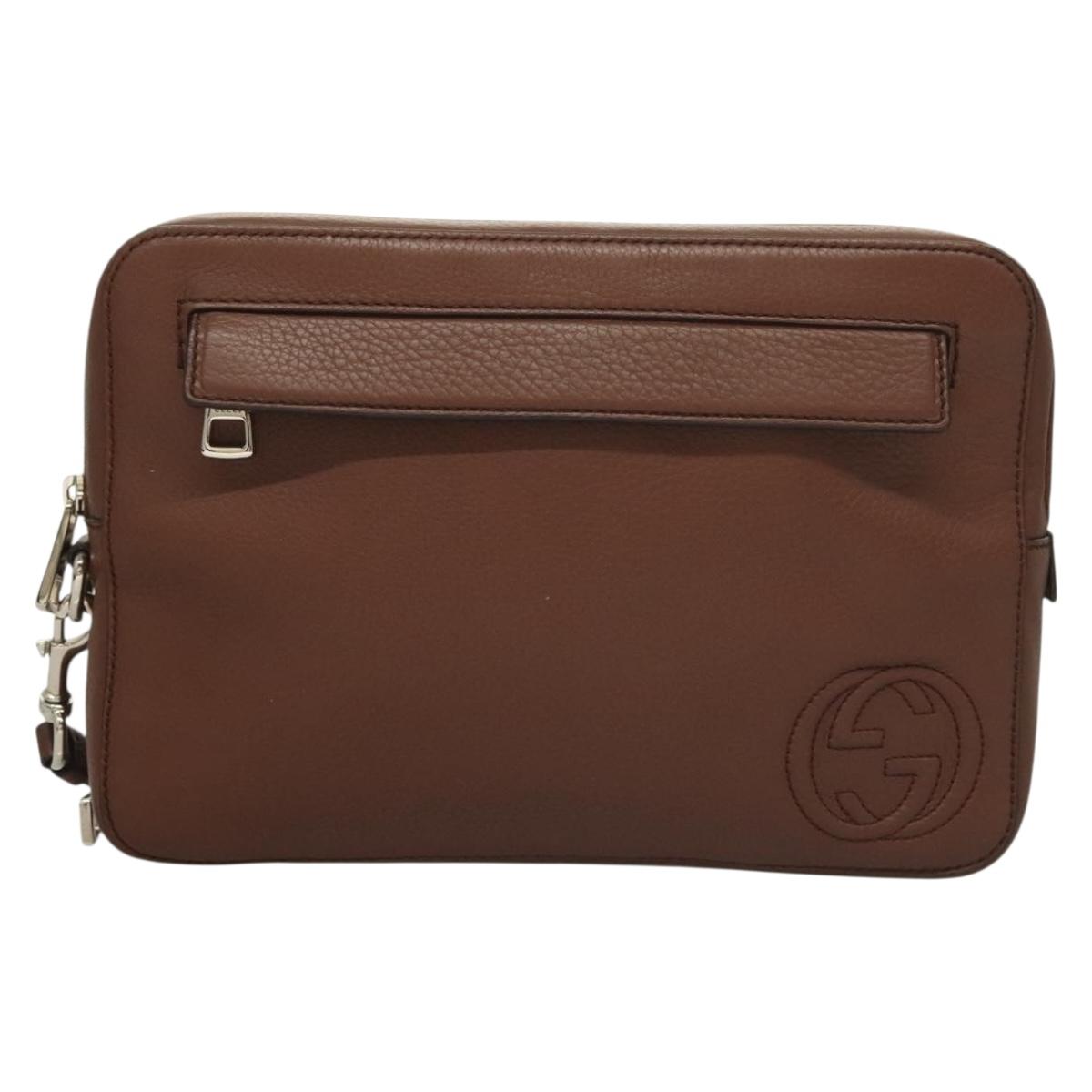 Gucci Brown Leather Clutch Bag