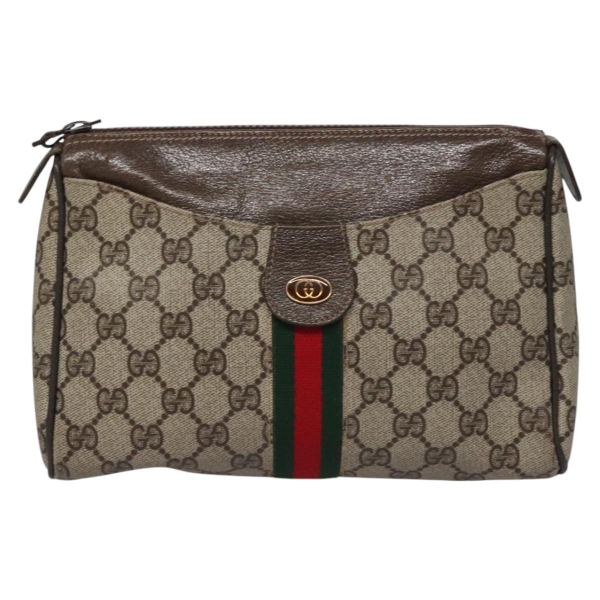 Gucci Ophidia Beige Canvas Clutch Bag