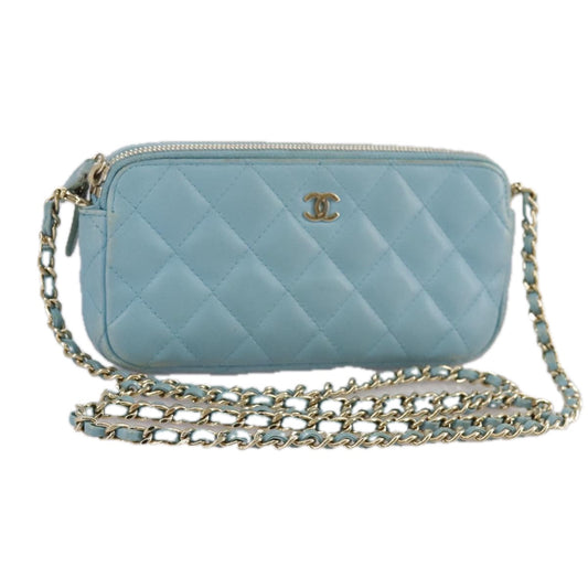 Chanel Wallet On Chain Blue Leather Clutch Bag
