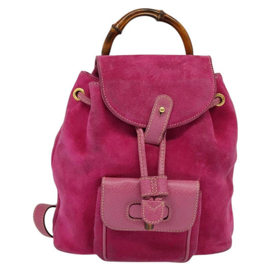 Gucci Bamboo Pink Suede Backpack Bag