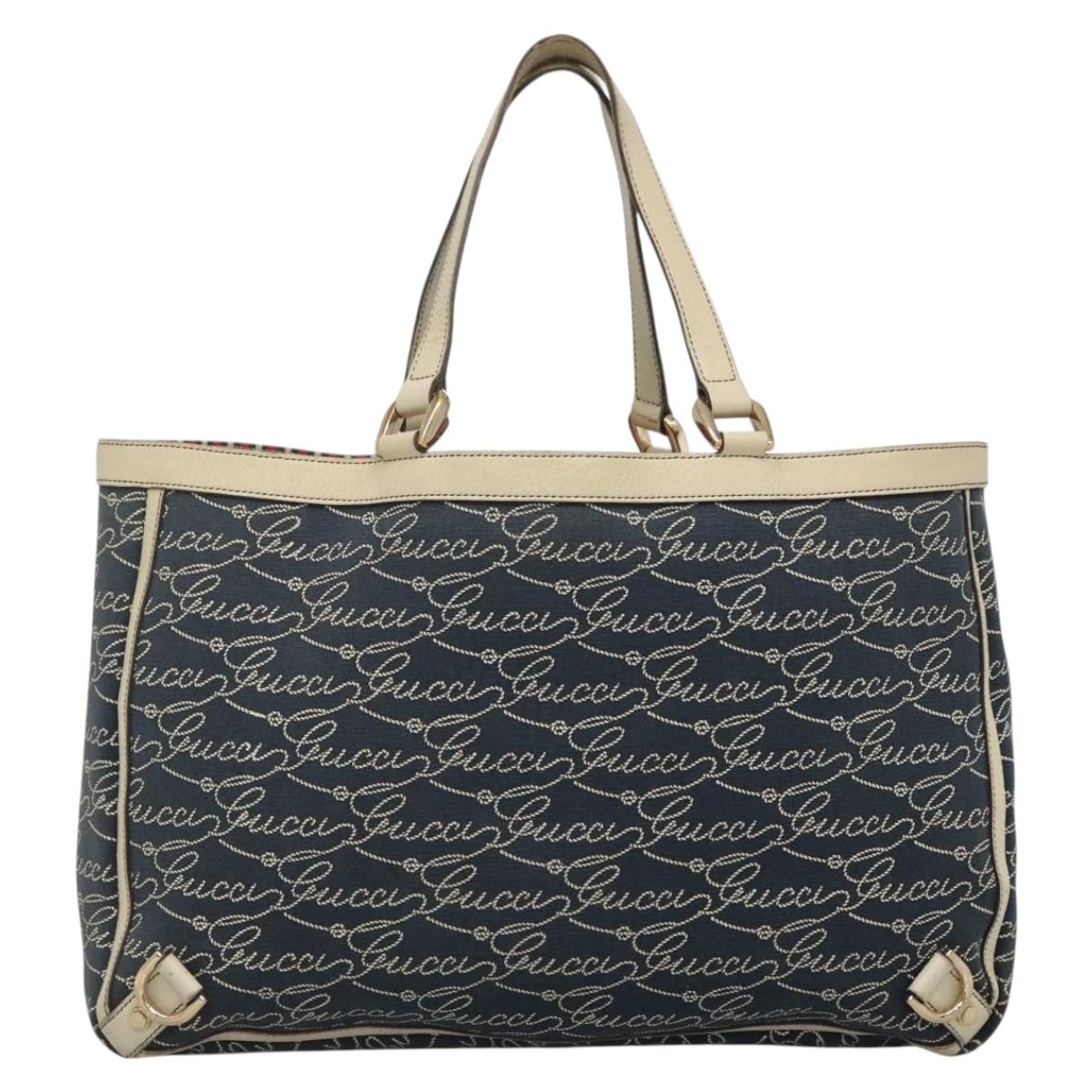 Gucci Abbey Navy Canvas Tote Bag