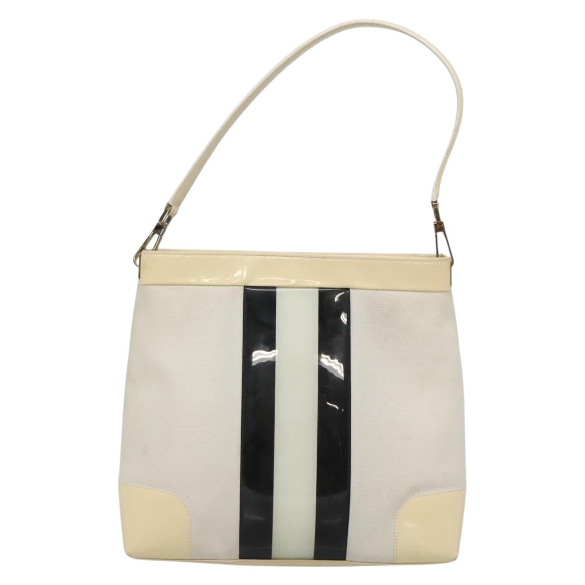 Gucci Sherry White Canvas Shoulder Bag