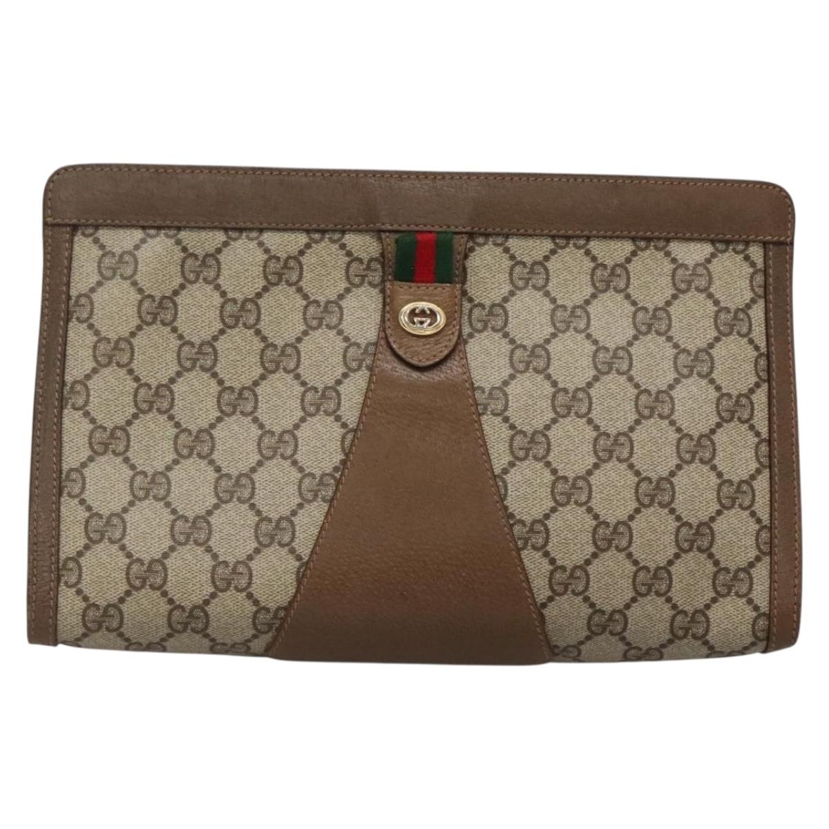 Gucci Ophidia Beige Canvas Clutch Bag