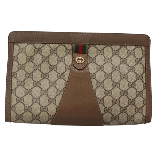 Gucci Ophidia Beige Canvas Clutch Bag