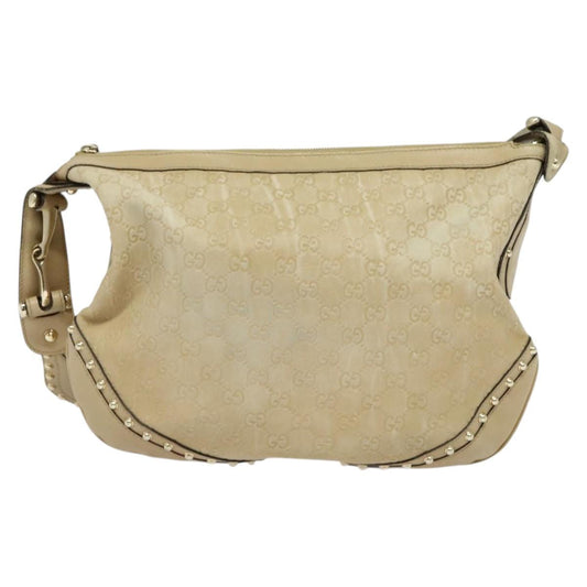 Gucci Guccissima Beige Canvas, Leather Shoulder Bag
