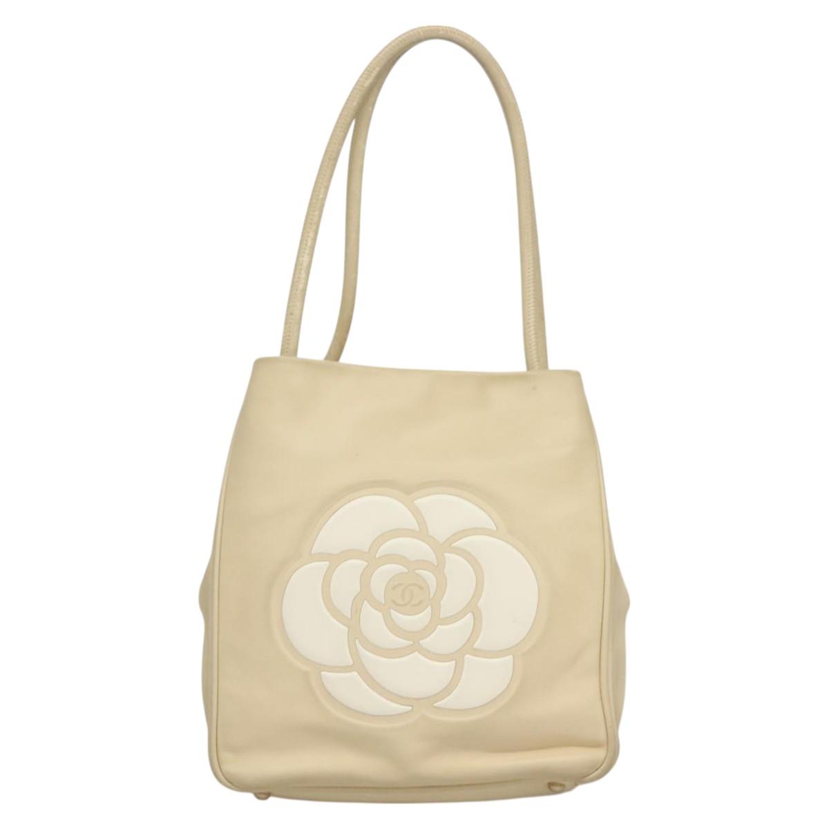 Chanel Camellia Beige Leather Tote Bag