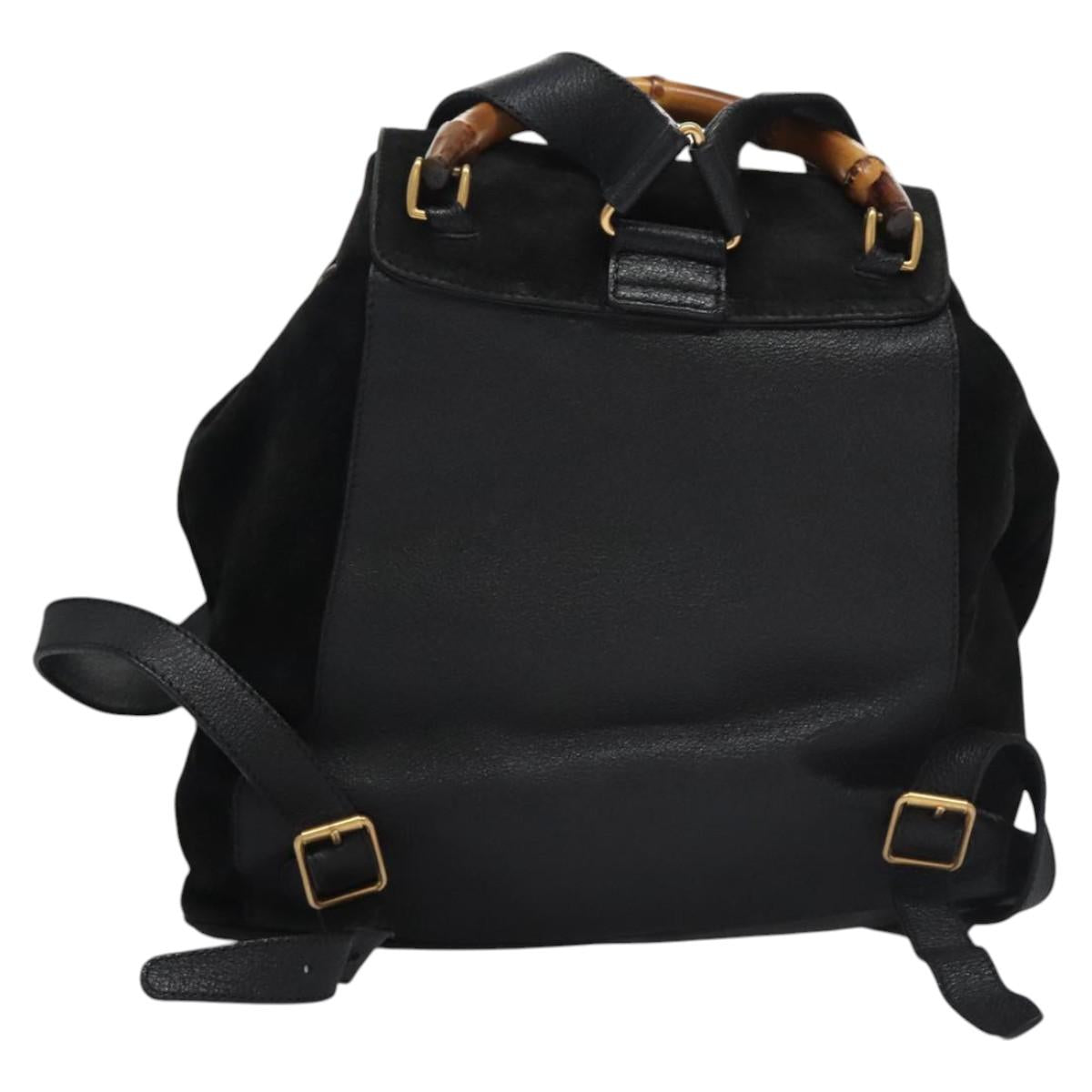Gucci Bamboo Black Suede Backpack Bag
