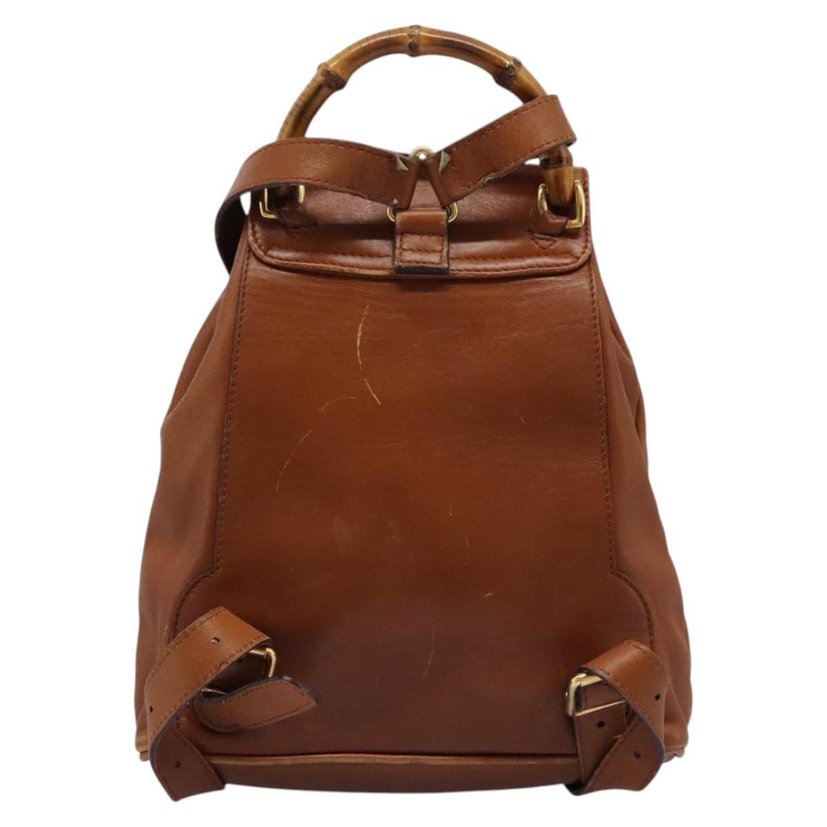 Gucci Bamboo Brown Leather Backpack Bag