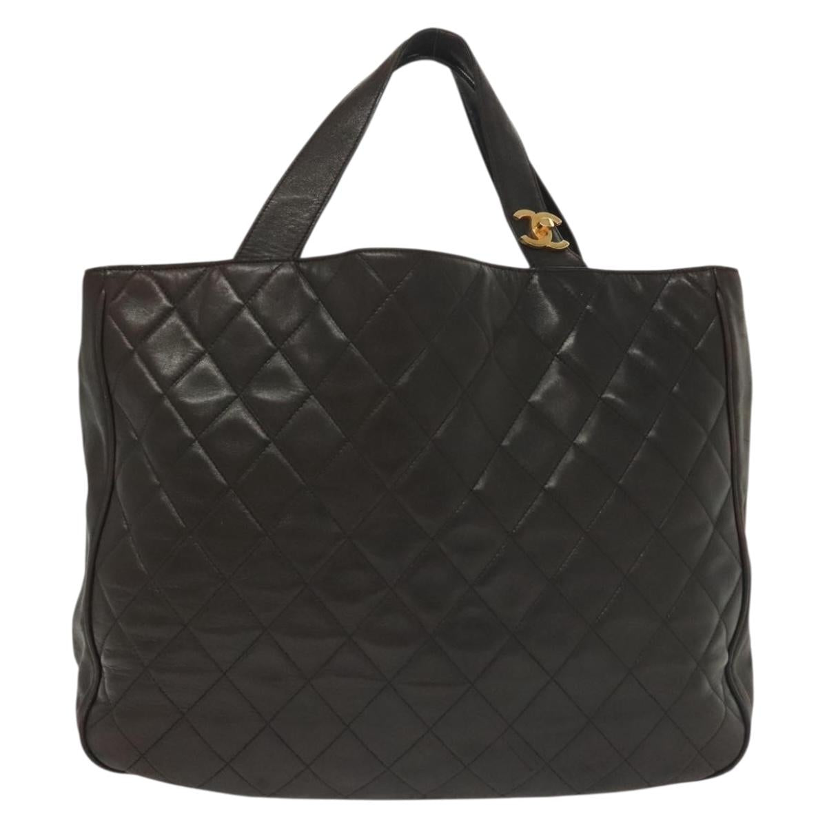 Chanel Brown,Gold Leather Tote Bag