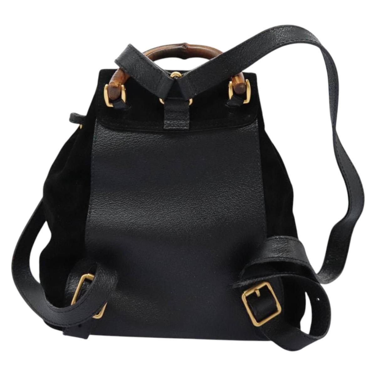 Gucci Bamboo Black Suede Backpack Bag