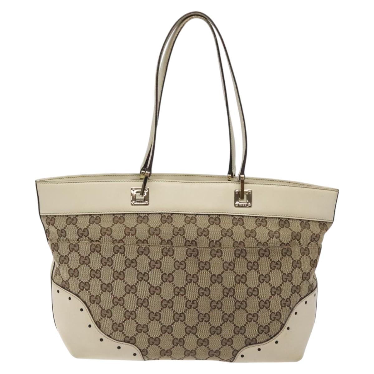 Gucci Horsebit Beige Canvas Tote Bag