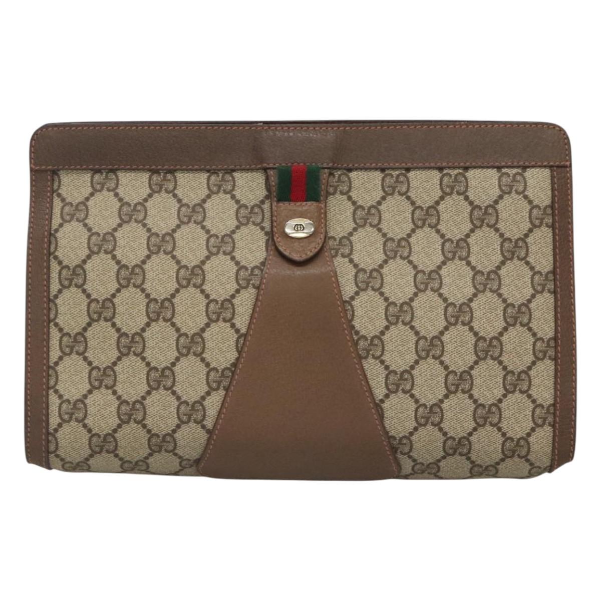 Gucci Sherry Beige Canvas Clutch Bag