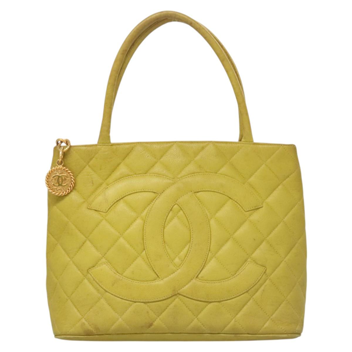 Chanel Medaillon Yellow Leather Tote Bag