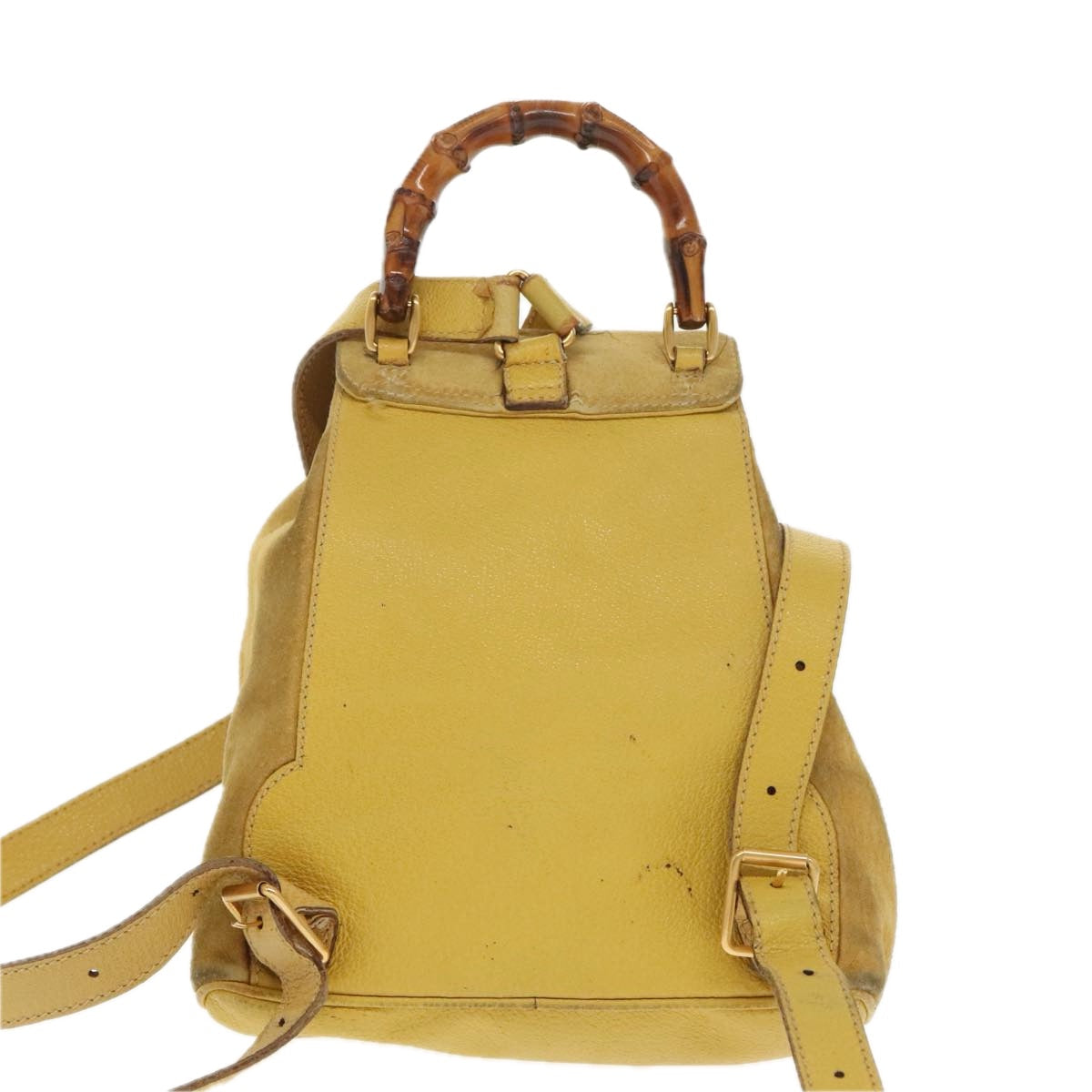 Gucci Bamboo Yellow Leather Backpack Bag