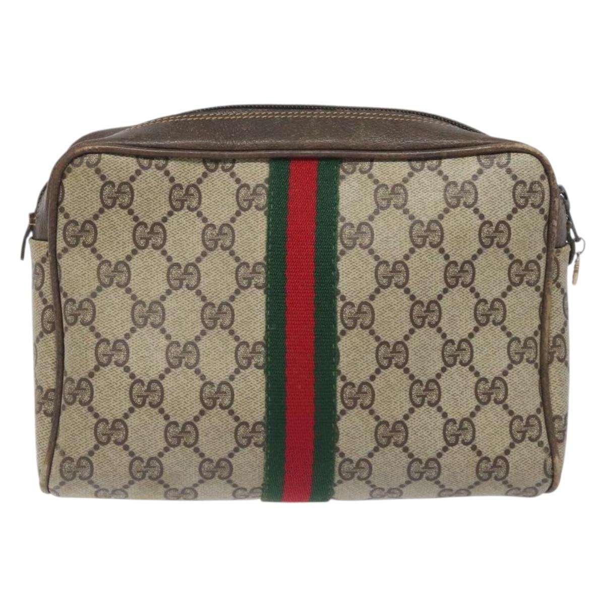 Gucci Ophidia Beige Canvas Clutch Bag