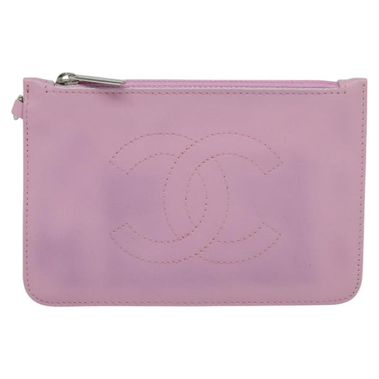 Chanel Cc Pink Leather Clutch Bag