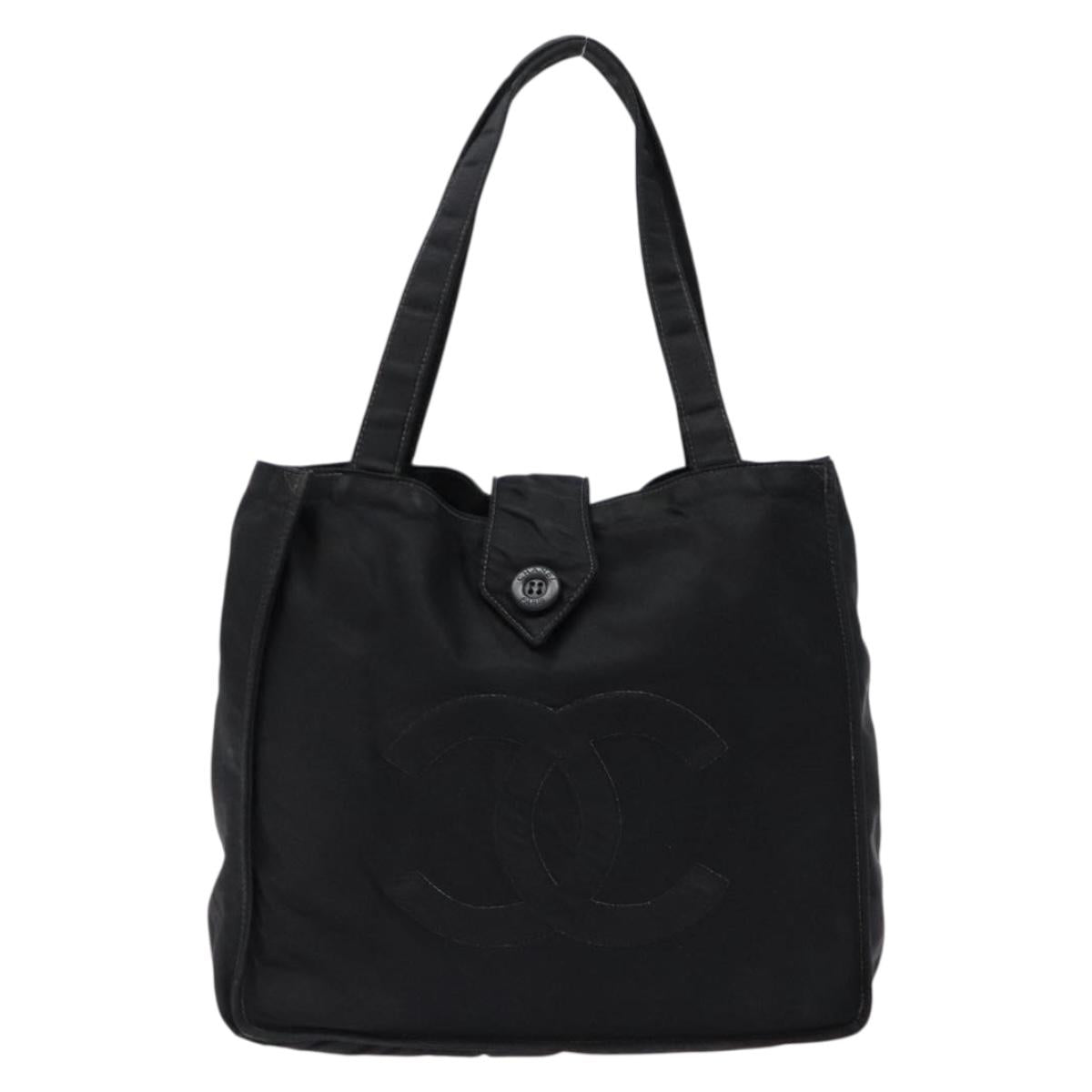 Chanel Logo Cc Black Nylon Tote Bag
