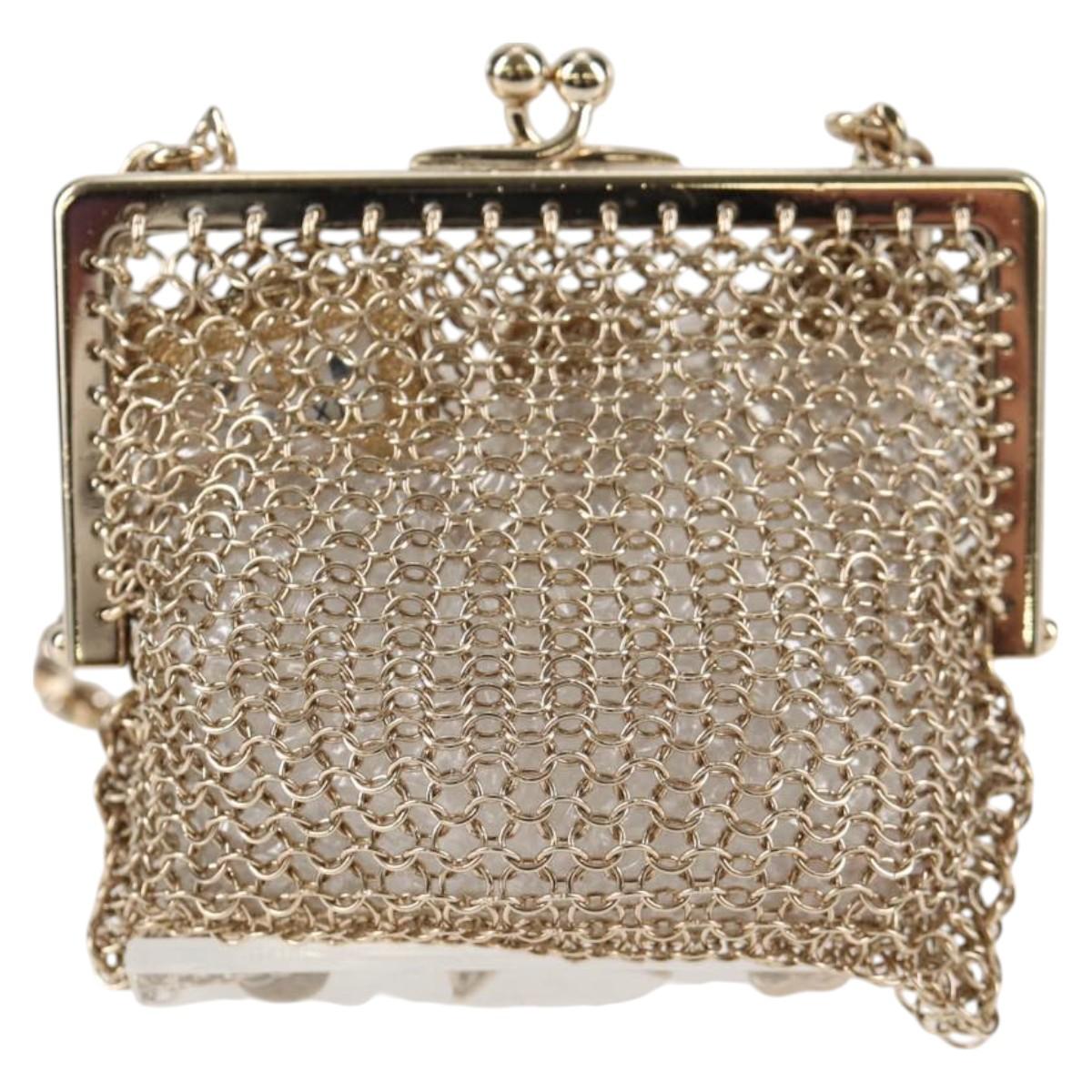 Chanel Camélia Gold Metal Clutch Bag