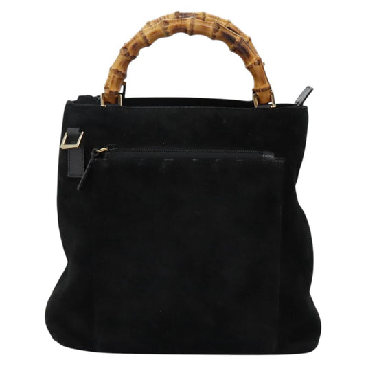 Gucci Bamboo Black Suede Handbag