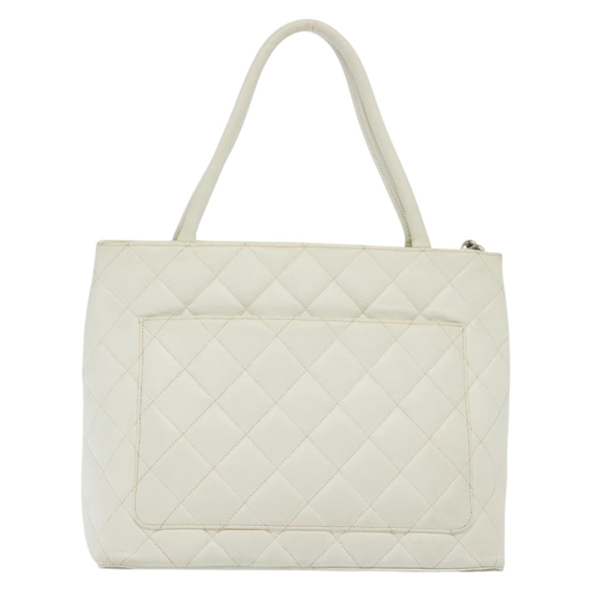 Chanel Medaillon White Leather Tote Bag