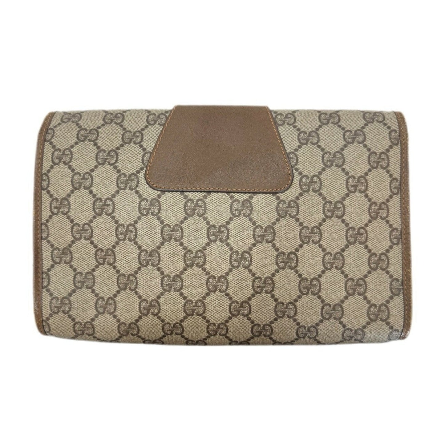 Gucci Sherry Line Beige Brown Gg Supreme Clutch Bag