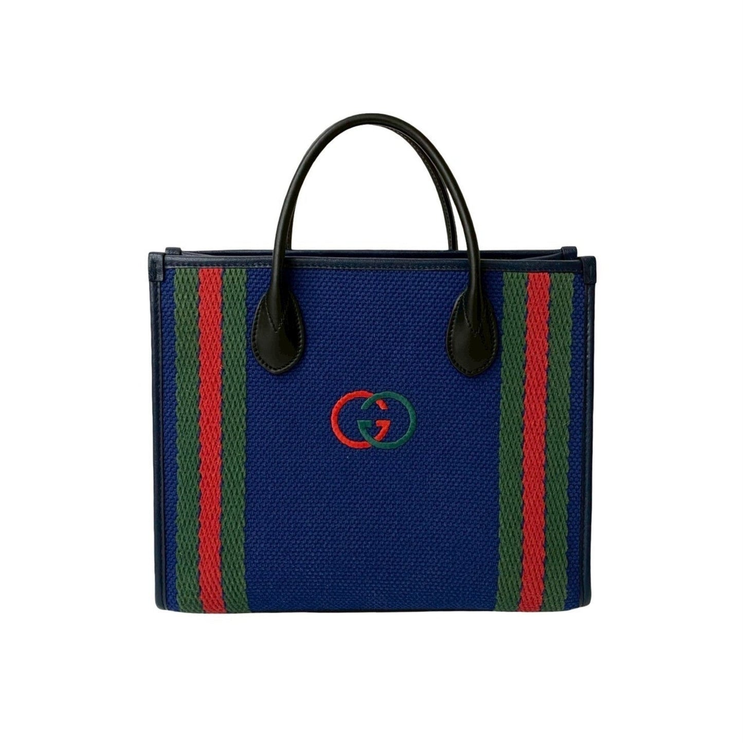 Gucci Black Blue Green Navy Red Color Canvas Handbag Tote Bag
