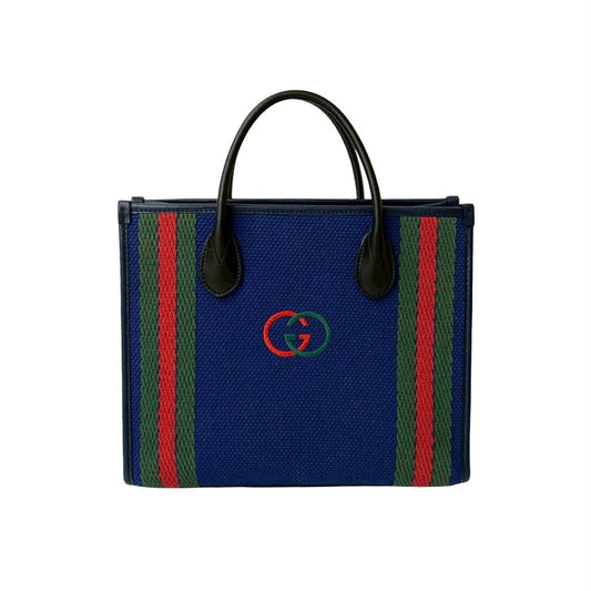 Gucci Black Blue Green Navy Red Color Canvas Handbag Tote Bag