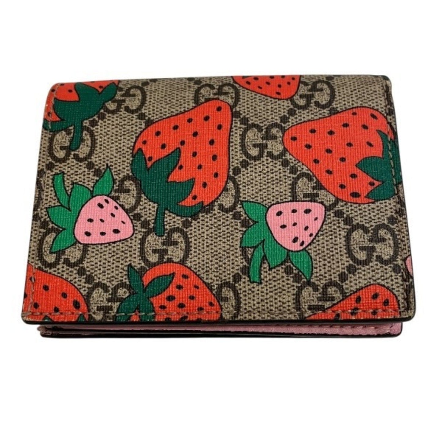 Gucci Beige Pink Gg Supreme Canvas Wallet (Bi-Fold)