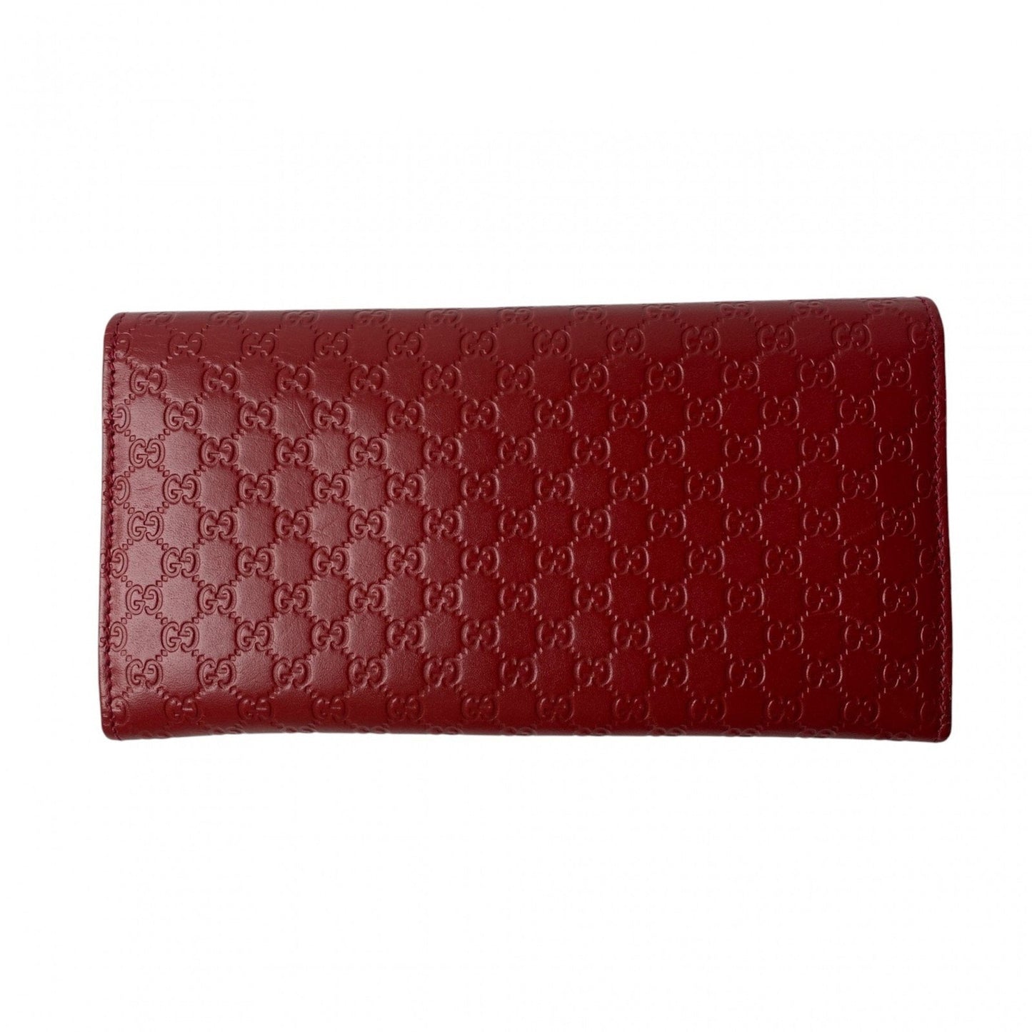 Gucci Red Color Leather Long Wallet (Bi-Fold)