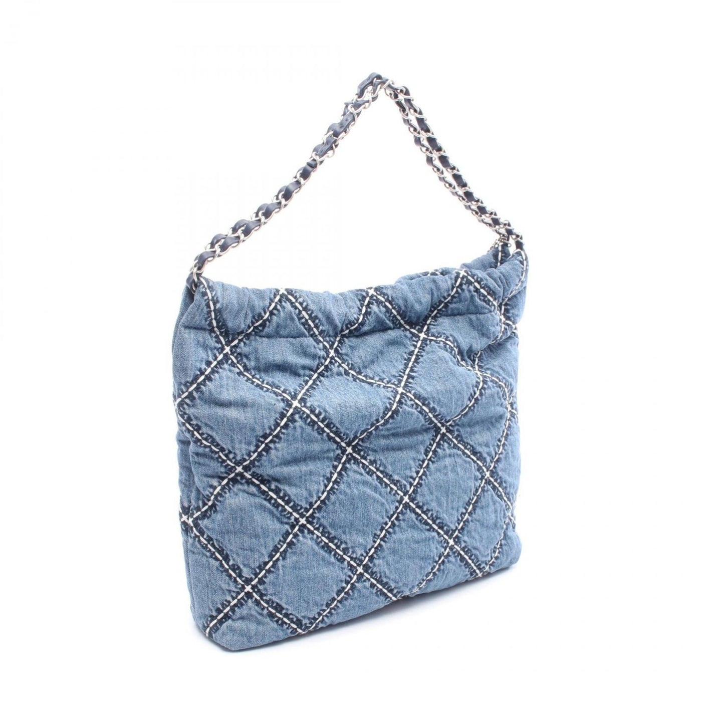 Chanel Navy Denim Leather Tote Bag