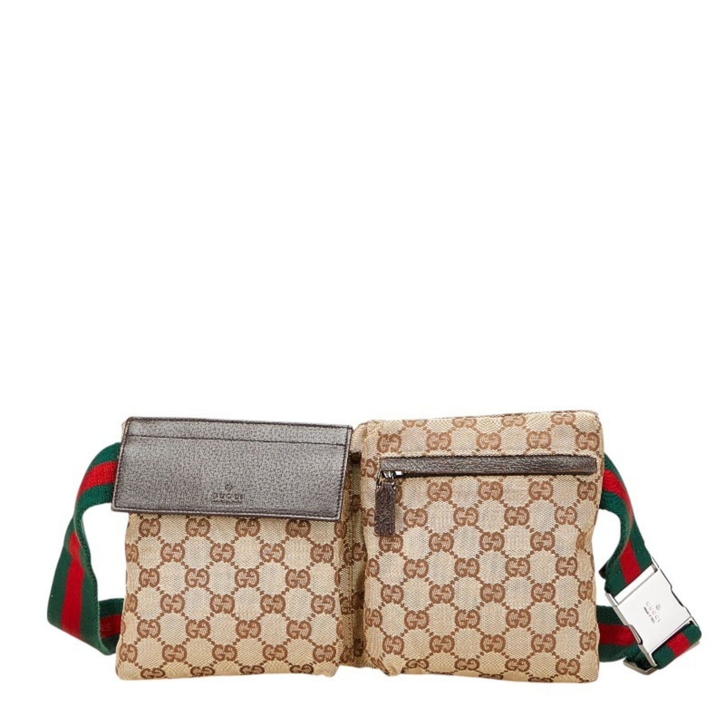 Gucci Beige Brown Canvas Leather Sling Bag