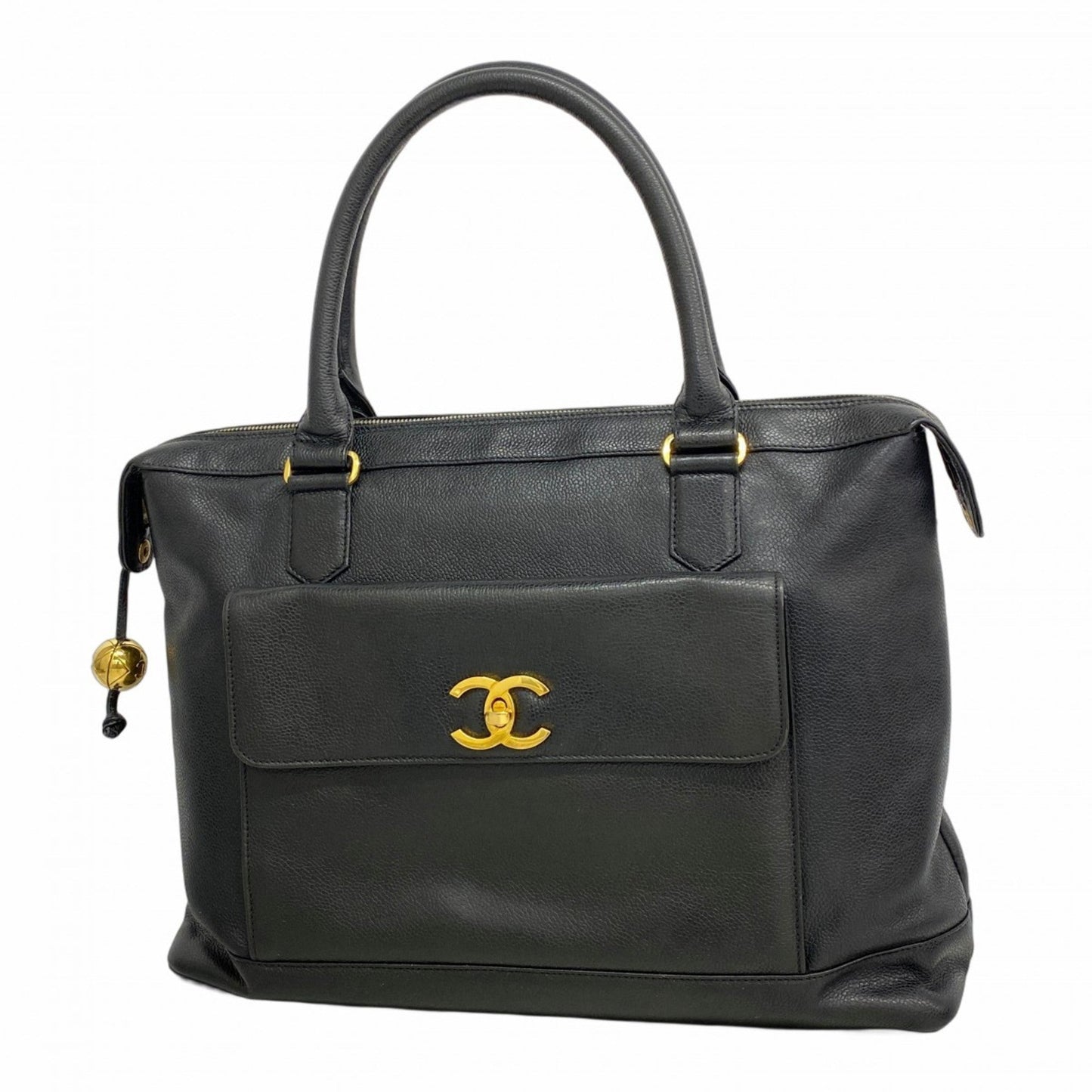 Chanel Black Grained Calfskin Tote Bag